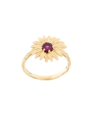 Aurelie Bidermann ガーネット花モチーフリング 18Kイエローゴールド - サムネイル1