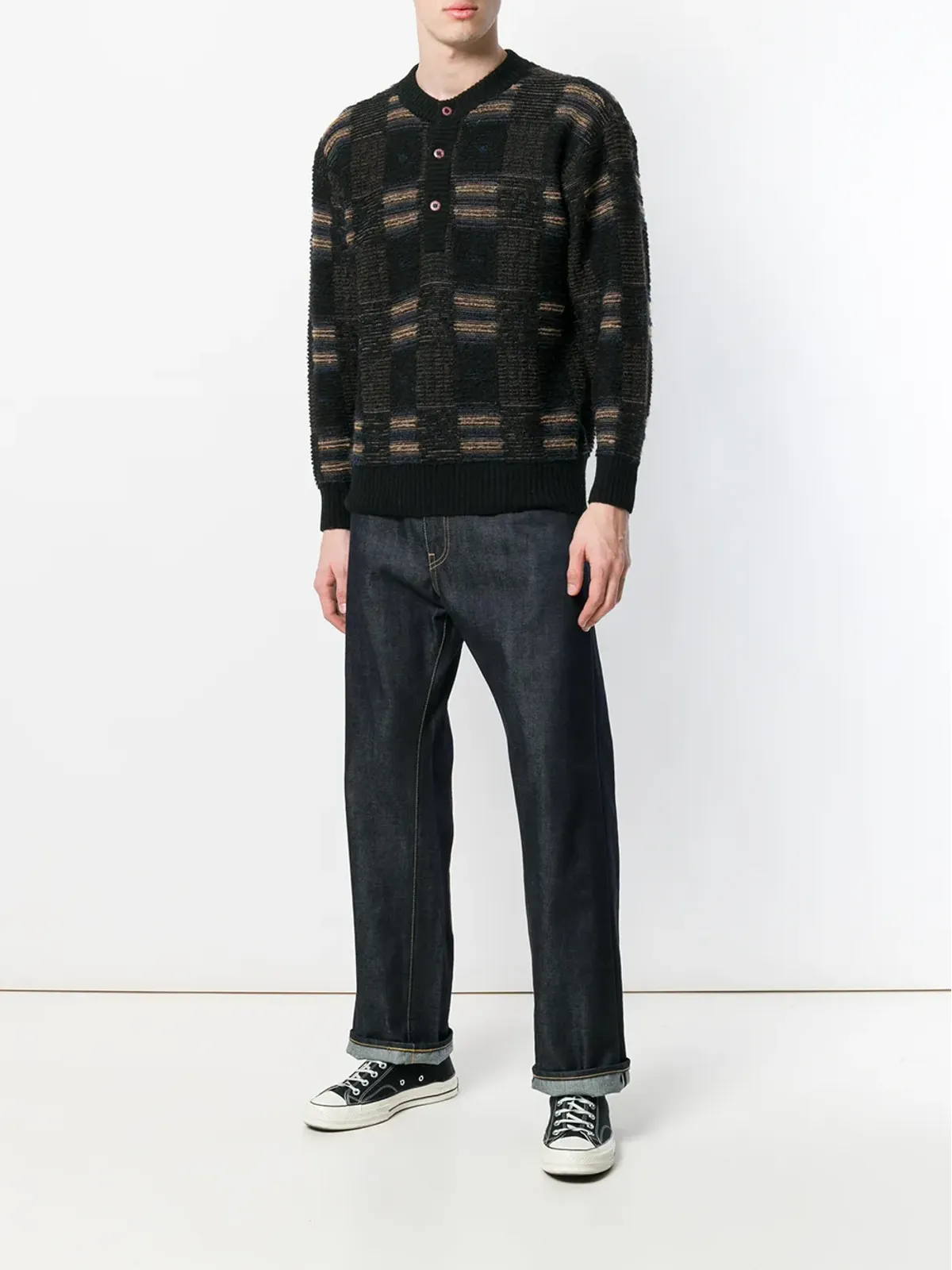 Issey Miyake Pre-Owned チェック柄ボタン付きジャンパー - 画像2