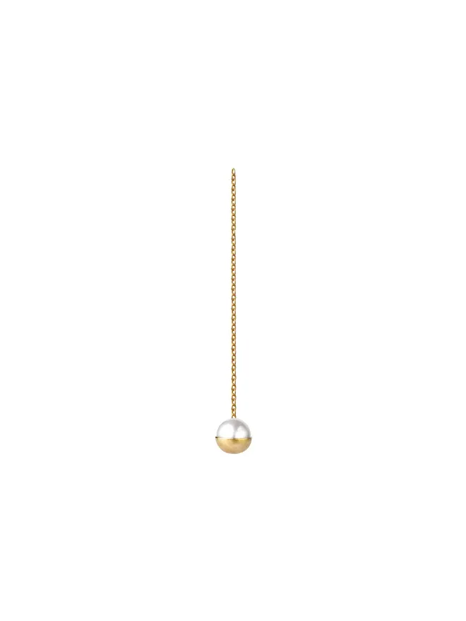 Shihara Shihara 半パールチェーンピアス 180° メタリックの商品画像