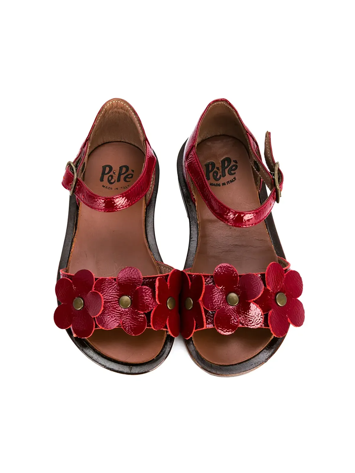 Pèpè flower appliqué open toe sandals - Red - 画像3