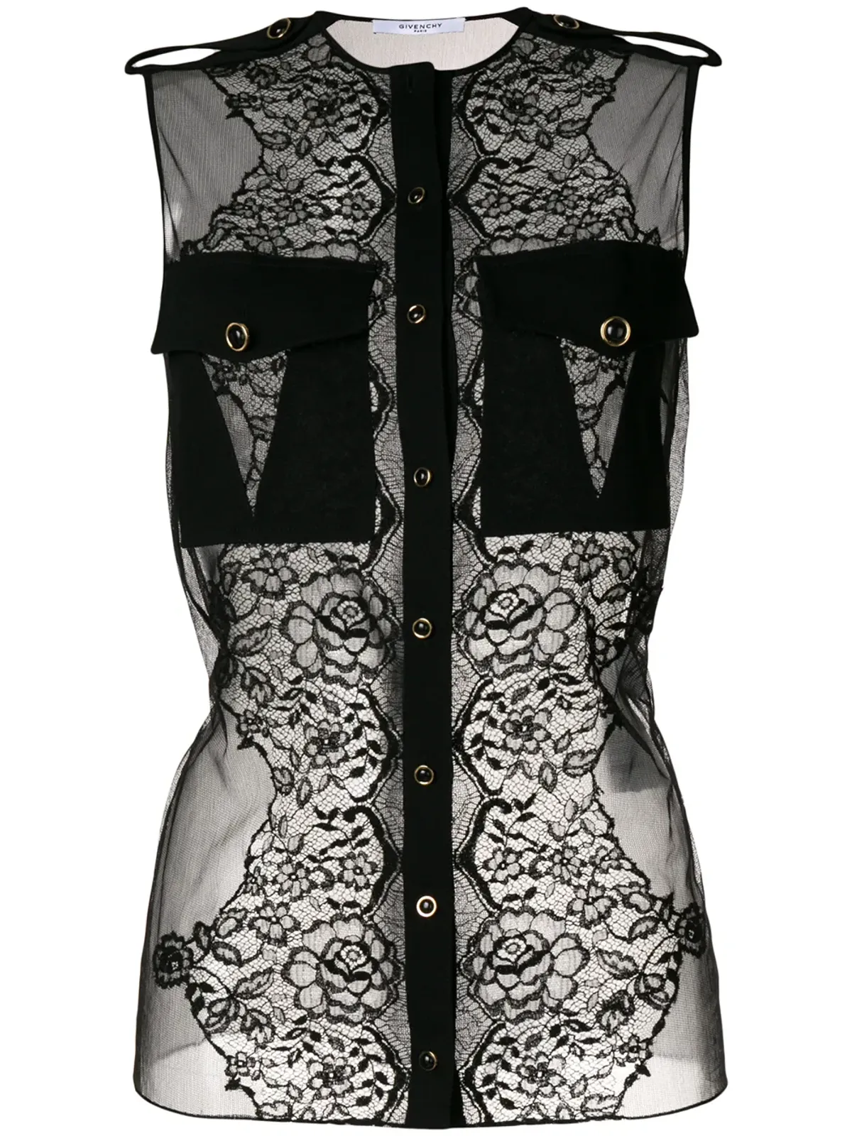 Givenchy ノースリーブレースブラウス ブラック - 画像1