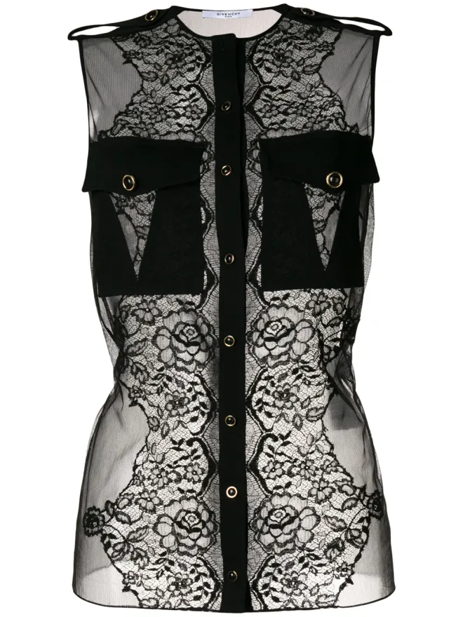 Givenchy Givenchy ノースリーブレースブラウス ブラックの商品画像