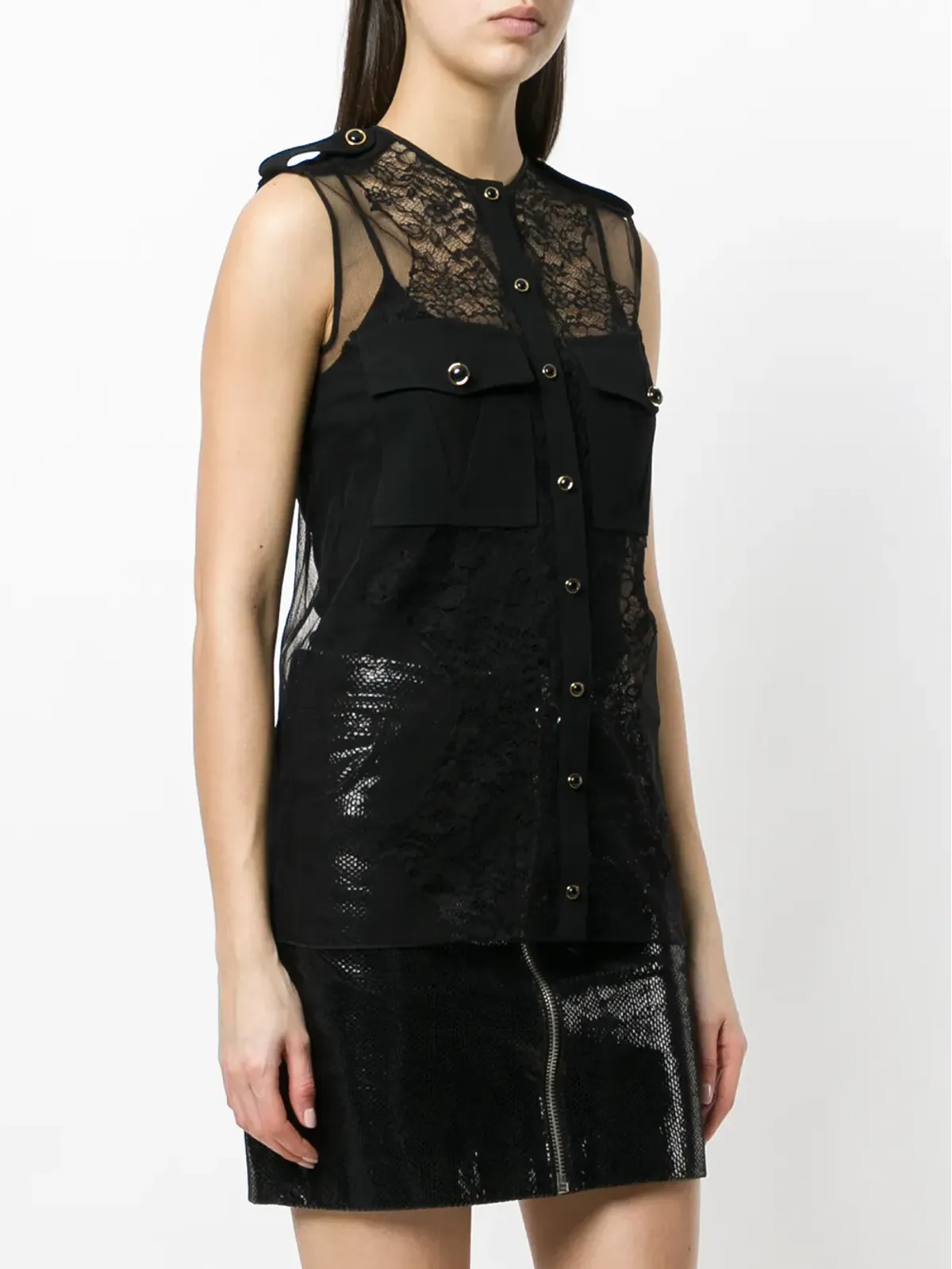 Givenchy ノースリーブレースブラウス ブラック - 画像3