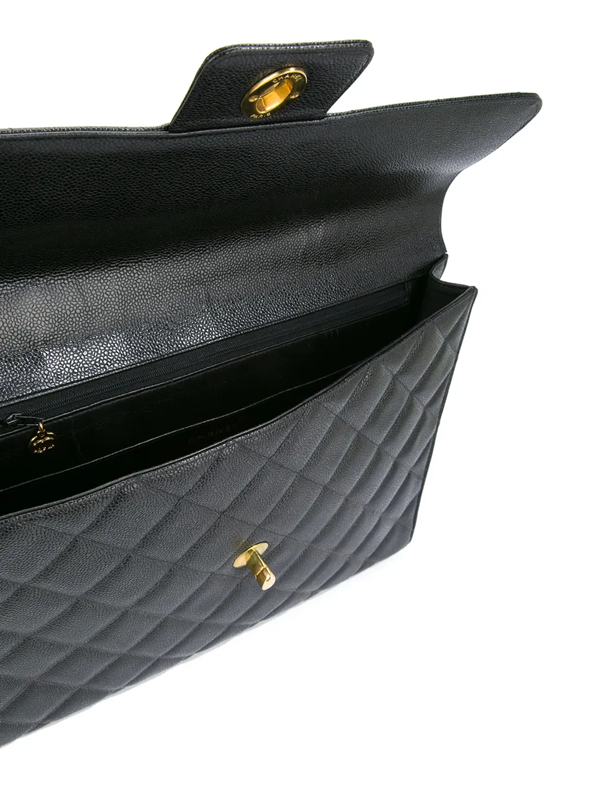 CHANEL Vintage quilted flat briefcase - Black - 画像5