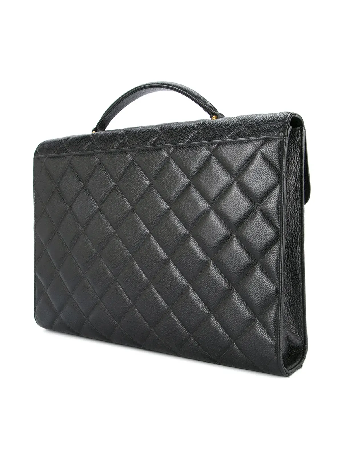 CHANEL Vintage quilted flat briefcase - Black - 画像3