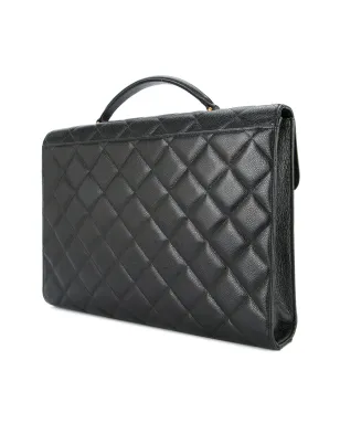 CHANEL Vintage quilted flat briefcase - Black - サムネイル3