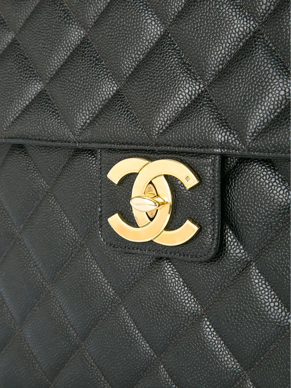 CHANEL Vintage quilted flat briefcase - Black - 画像4
