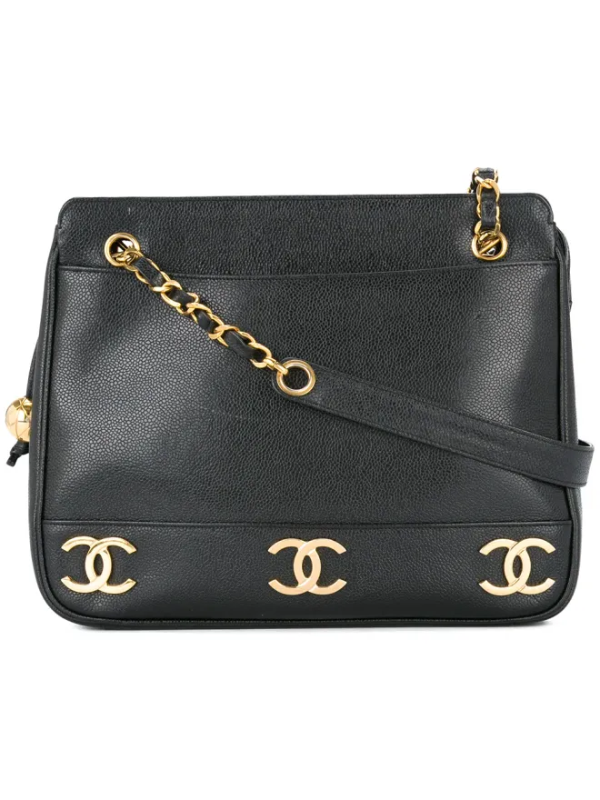 CHANEL Pre-Owned CHANEL Pre-Owned 1991-1994 ロゴチェーンショルダーバッグ - ブラックの商品画像
