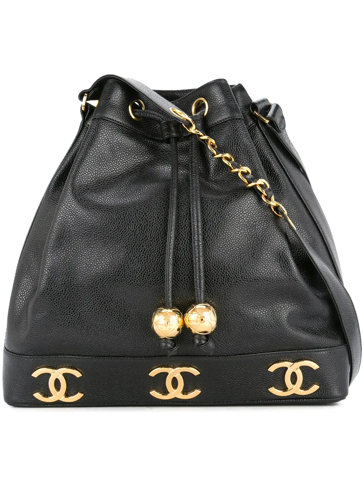 CHANEL Pre-Owned ロゴ入りドローストリングショルダーバッグ - ブラック - 画像1
