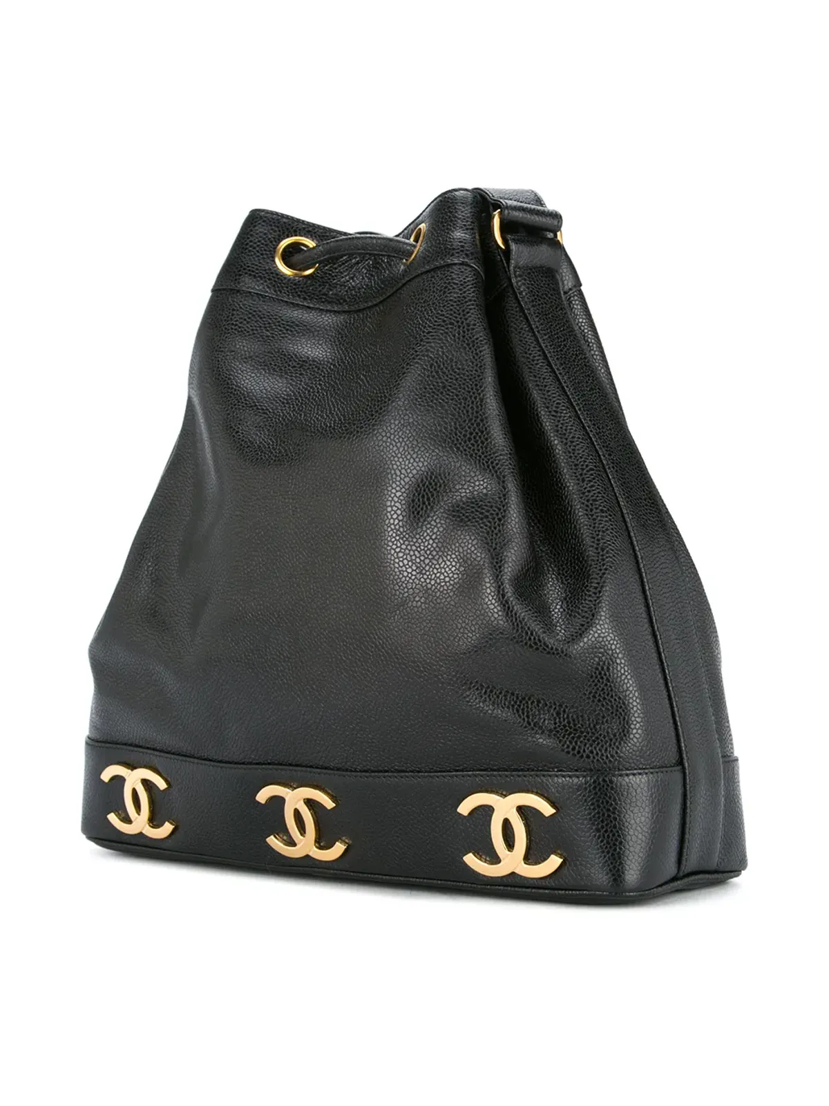 CHANEL Pre-Owned ロゴ入りドローストリングショルダーバッグ - ブラック - 画像3