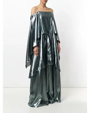 Alberta Ferretti レイヤード風オフショルダー ガウン（メタリック） - サムネイル3