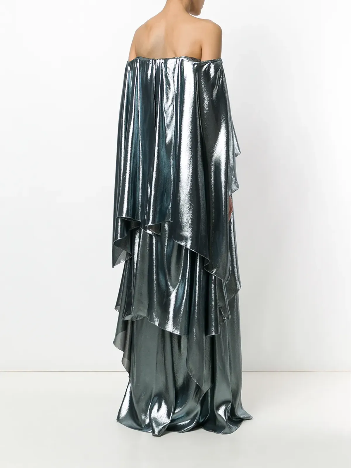 Alberta Ferretti レイヤード風オフショルダー ガウン（メタリック） - 画像4