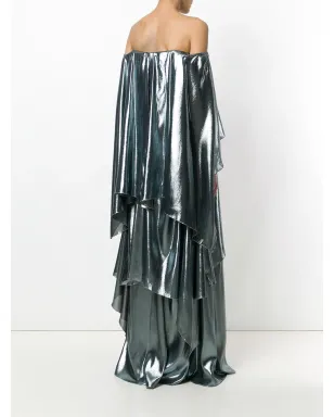 Alberta Ferretti レイヤード風オフショルダー ガウン（メタリック） - サムネイル4