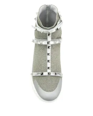 Valentino Garavani ロックスタッド ハイトップスニーカー - メタリック - サムネイル4