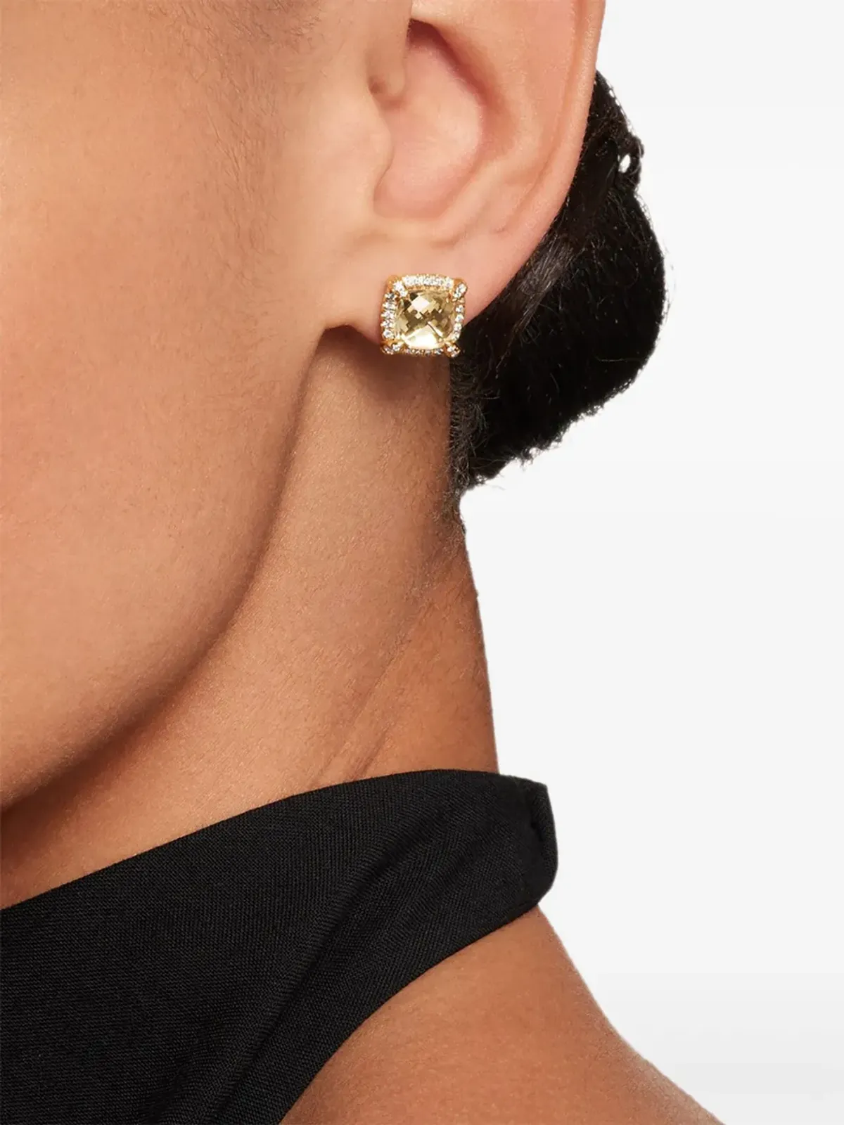 David Yurman 18K イエローゴールド チャテレーヌ シトリンとダイヤモンド スタッドピアス - 画像3