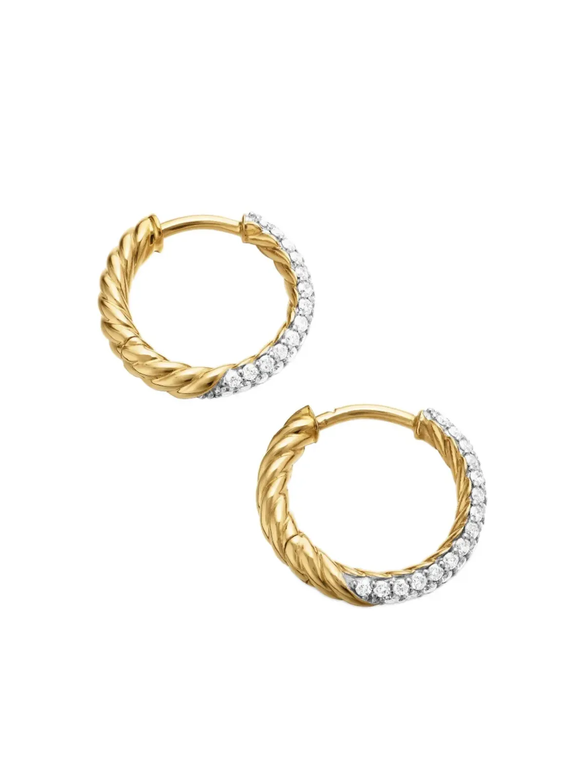 David Yurman 18金イエローゴールド ペティート パヴェダイヤモンド ハギー・フープ・ピアス - 画像5