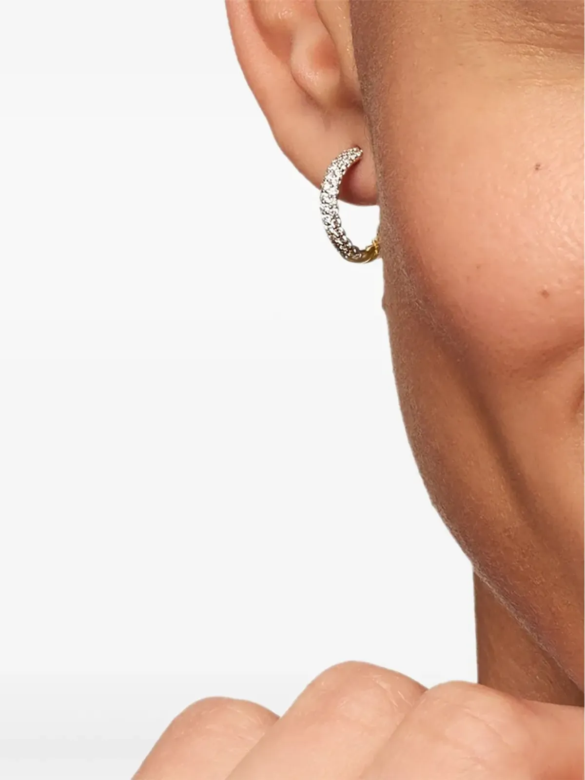 David Yurman 18金イエローゴールド ペティート パヴェダイヤモンド ハギー・フープ・ピアス - 画像2