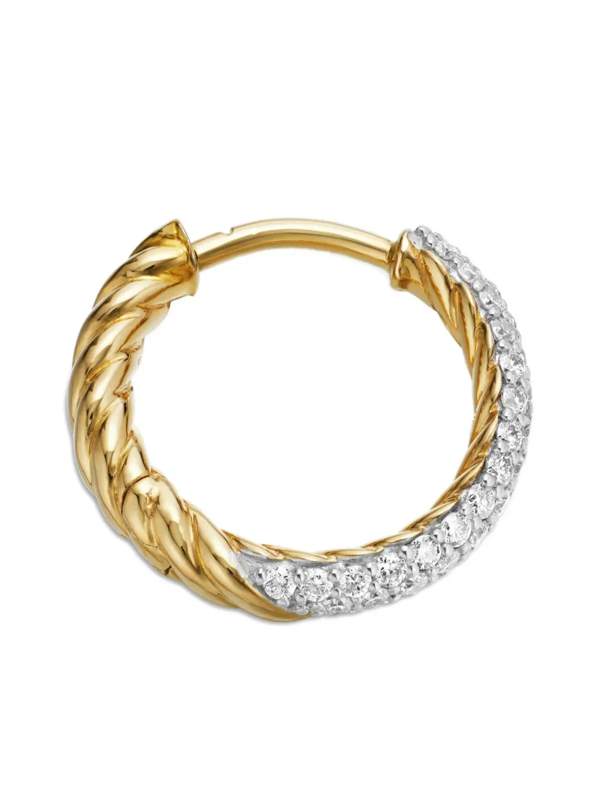 David Yurman 18金イエローゴールド ペティート パヴェダイヤモンド ハギー・フープ・ピアス - 画像4