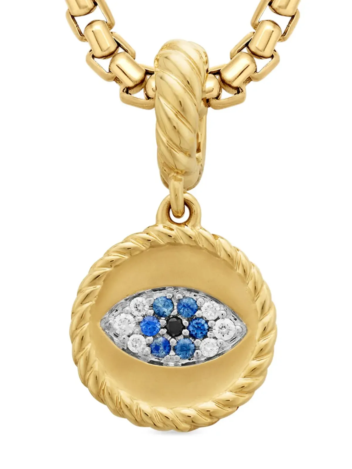 David Yurman 18K イエローゴールド イービルアイ サファイアとダイヤモンド アミュレット ペンダント - 画像5