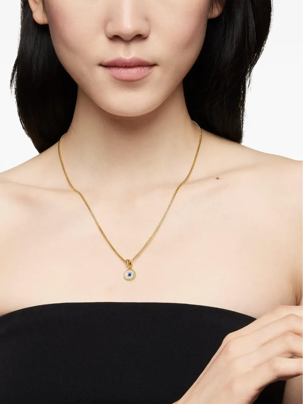 David Yurman 18K イエローゴールド イービルアイ サファイアとダイヤモンド アミュレット ペンダント - 画像3