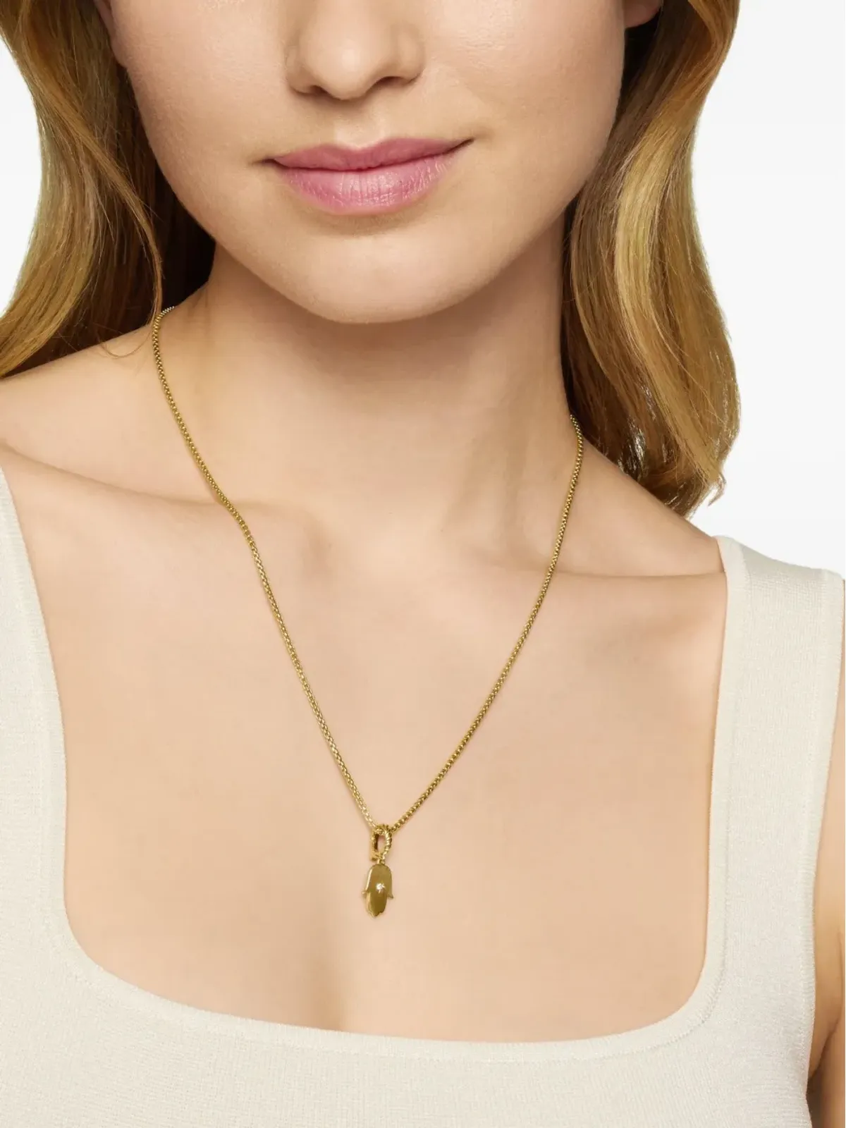 David Yurman 18K イエローゴールド ハムサ ダイヤモンド アミュレット ペンダント - 画像3