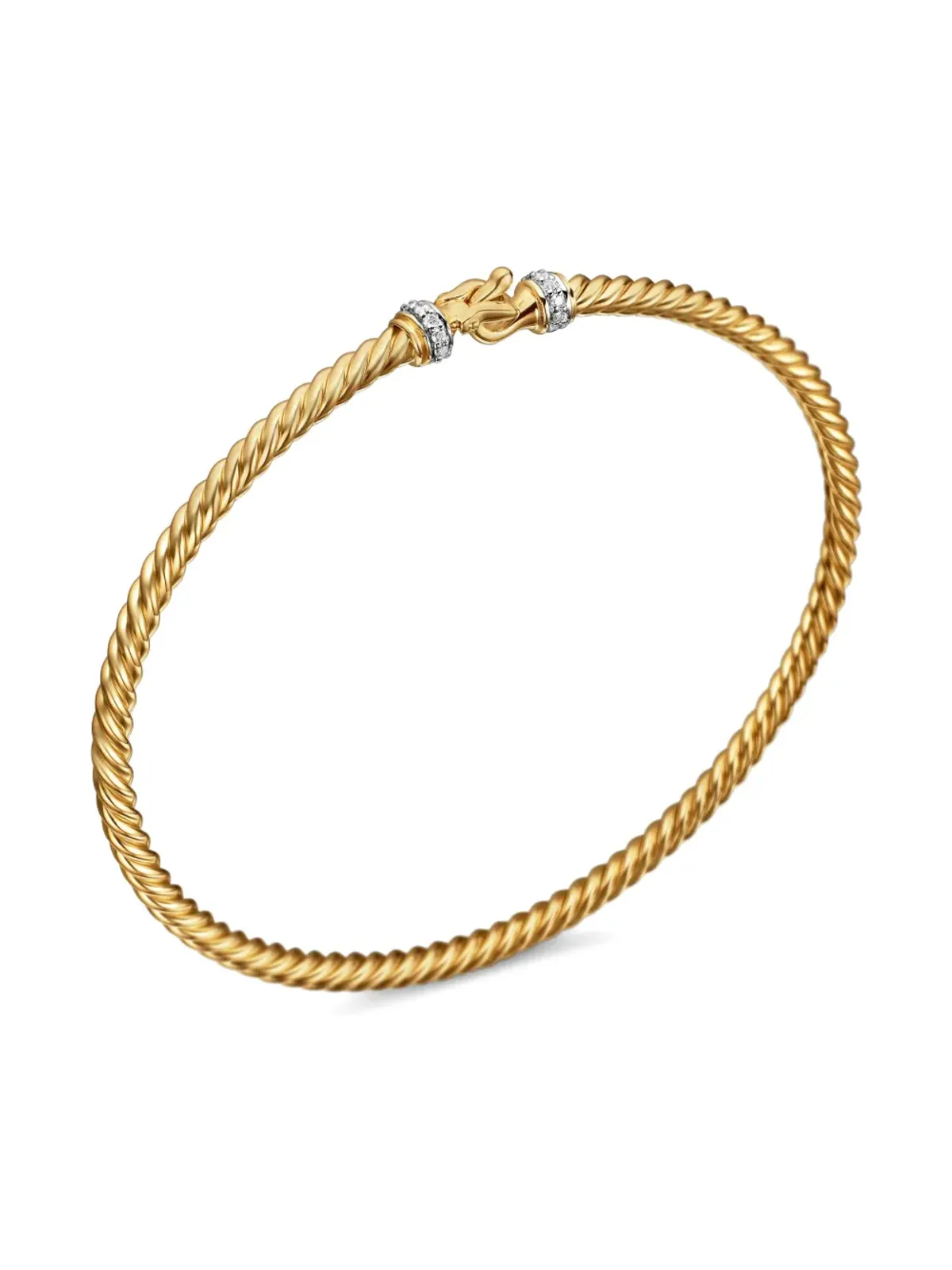 David Yurman 18kt イエローゴールド バックル クラシック ケーブル ダイヤモンド ブレスレット（2.6mm） - 画像2