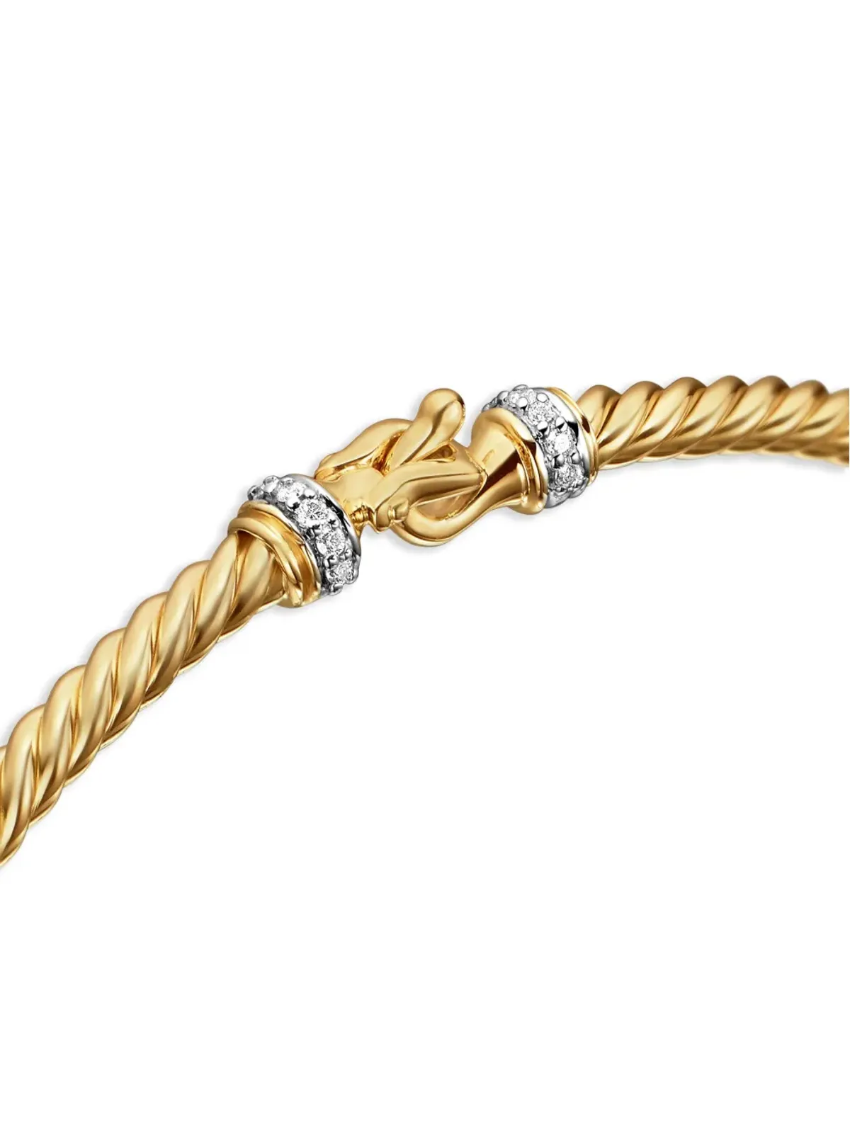 David Yurman 18kt イエローゴールド バックル クラシック ケーブル ダイヤモンド ブレスレット（2.6mm） - 画像3