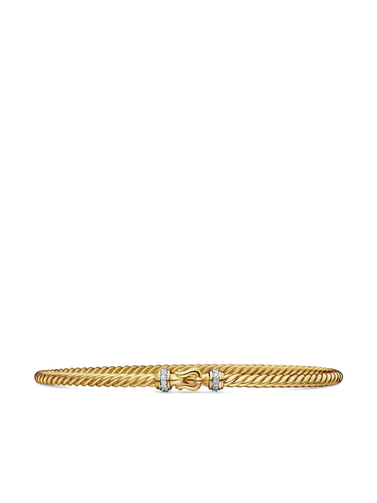 David Yurman 18kt イエローゴールド バックル クラシック ケーブル ダイヤモンド ブレスレット（2.6mm） - 画像4