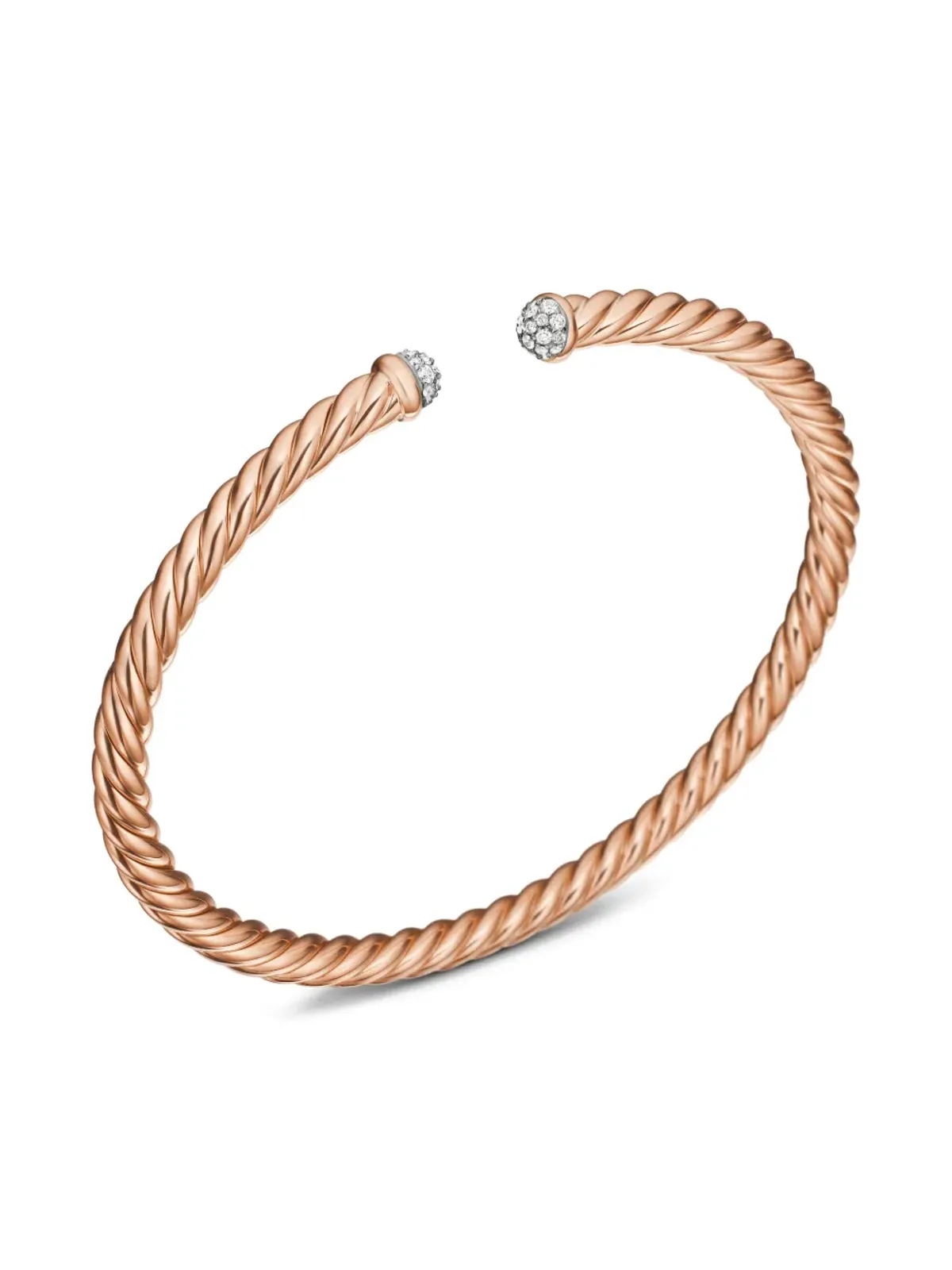 David Yurman 18kt ローズゴールド モダン・ケーブルスパイラ ダイヤモンド ブレスレット - 画像5
