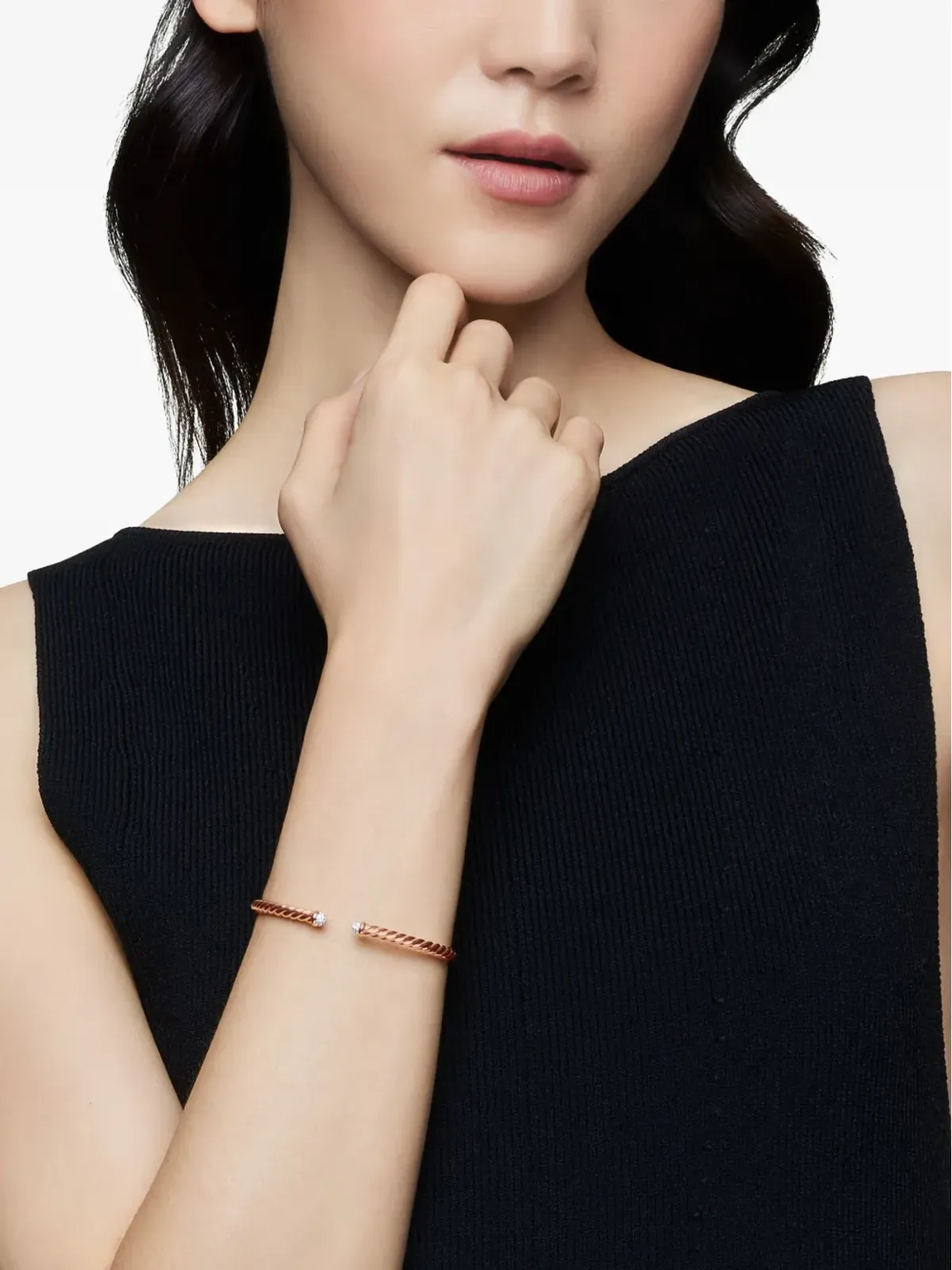 David Yurman 18kt ローズゴールド モダン・ケーブルスパイラ ダイヤモンド ブレスレット - 画像2