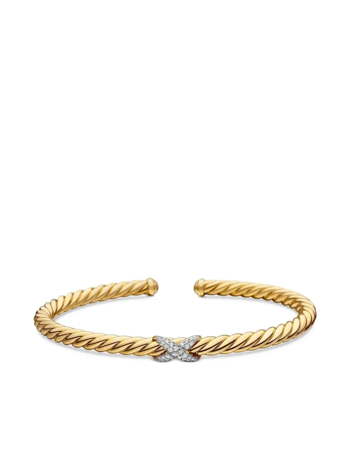 David Yurman 18kt イエローゴールド X Cablespira Station ダイヤモンド ブレスレット - 画像4