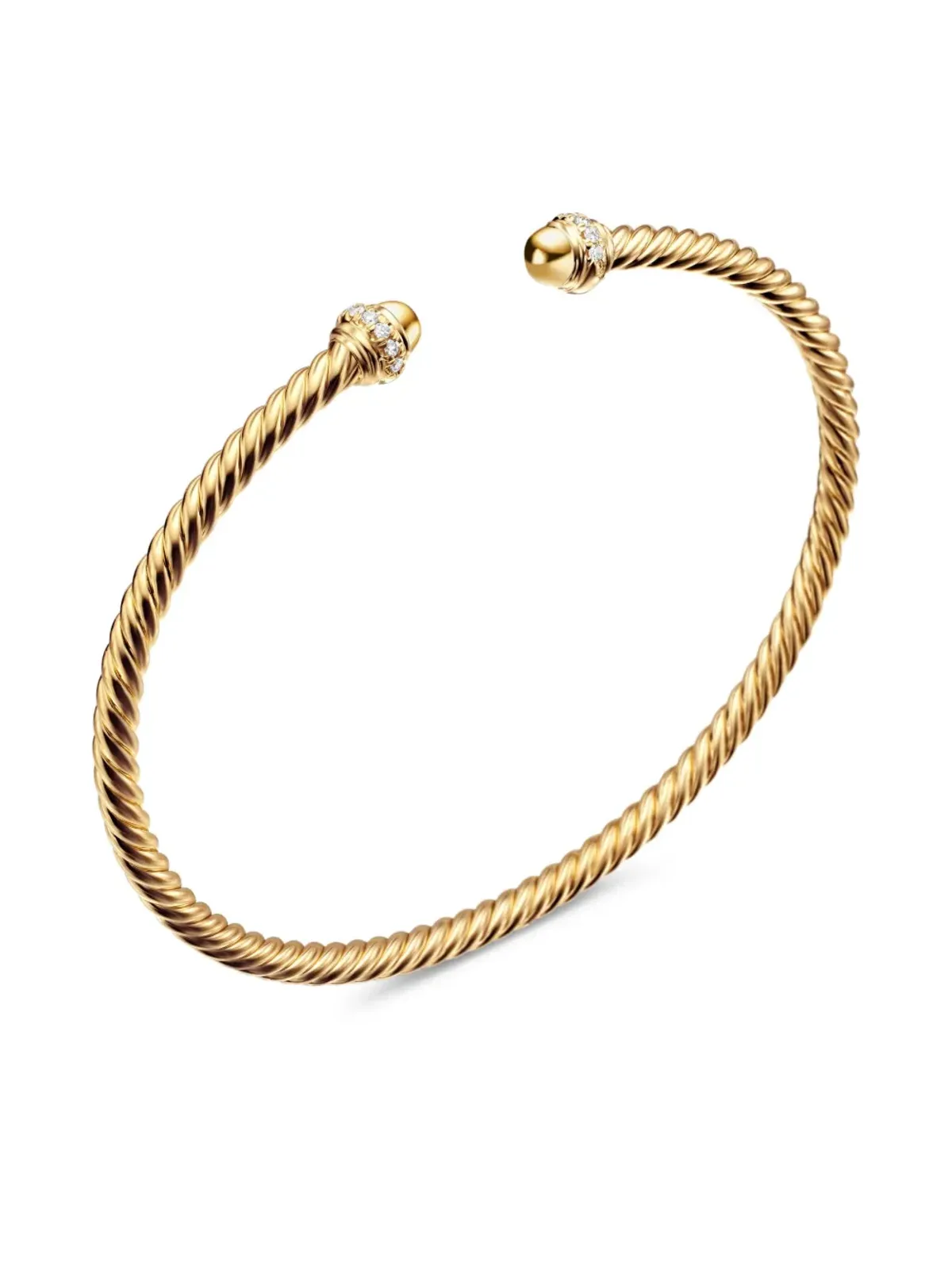 David Yurman 18K イエローゴールド クラシック Cablespira ダイヤモンド ブレスレット - 画像5