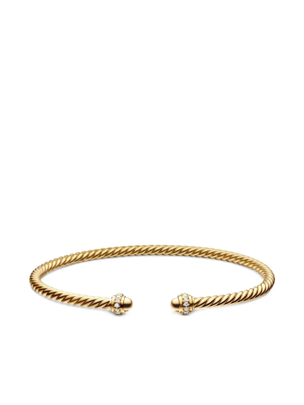David Yurman 18K イエローゴールド クラシック Cablespira ダイヤモンド ブレスレット - 画像4