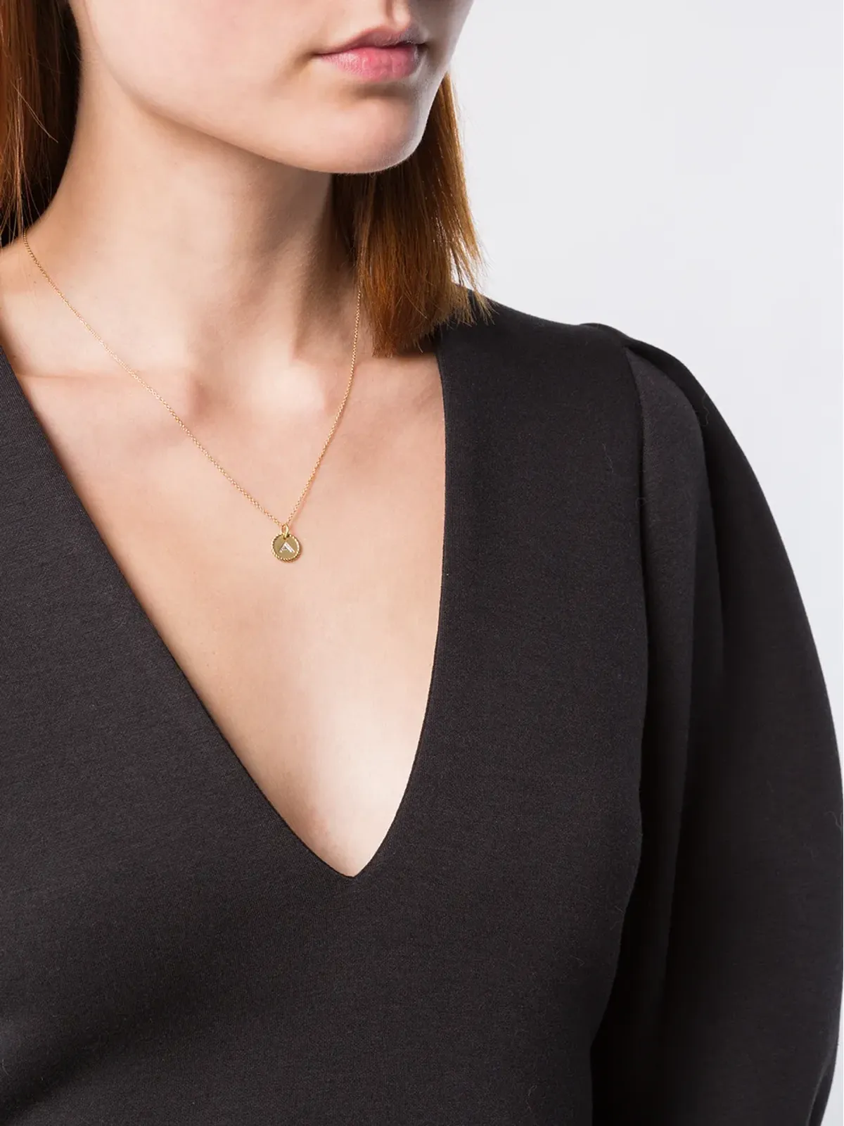 David Yurman 18金イエローゴールド A イニシャル チャーム ダイヤモンド ネックレス - 画像2