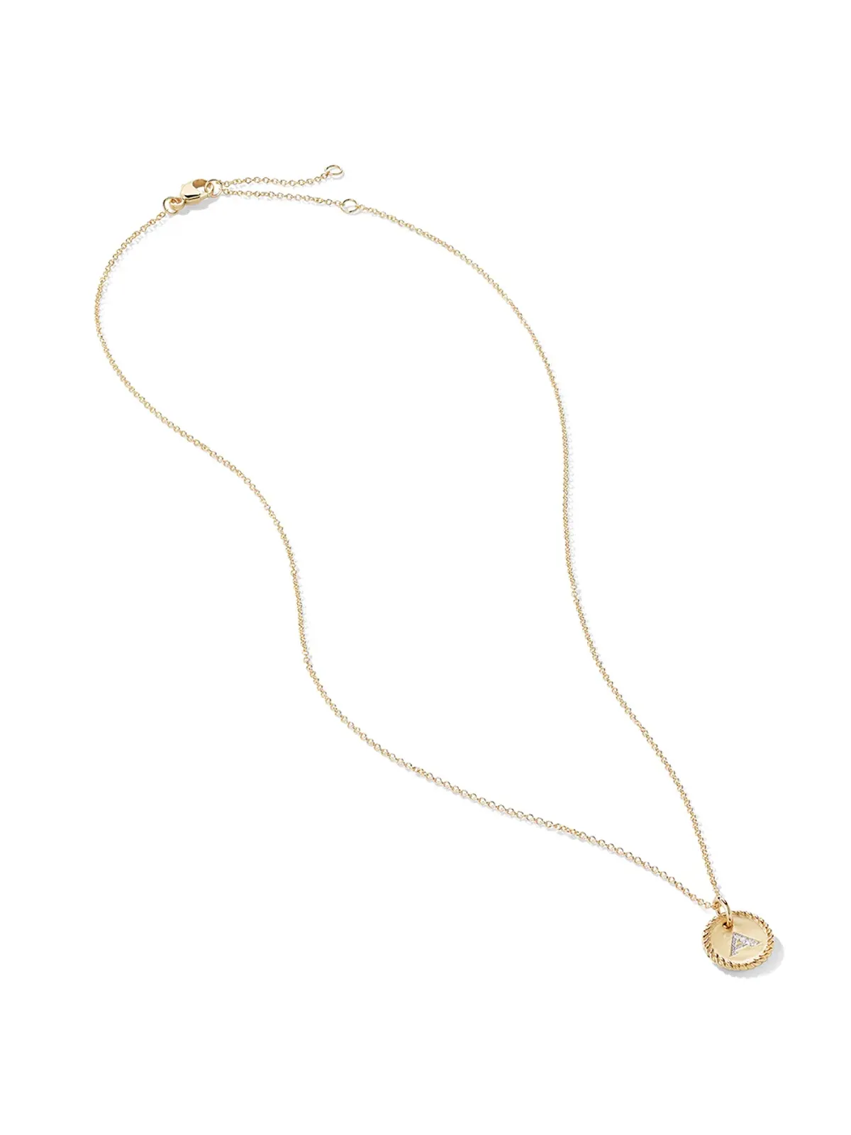 David Yurman 18金イエローゴールド A イニシャル チャーム ダイヤモンド ネックレス - 画像3