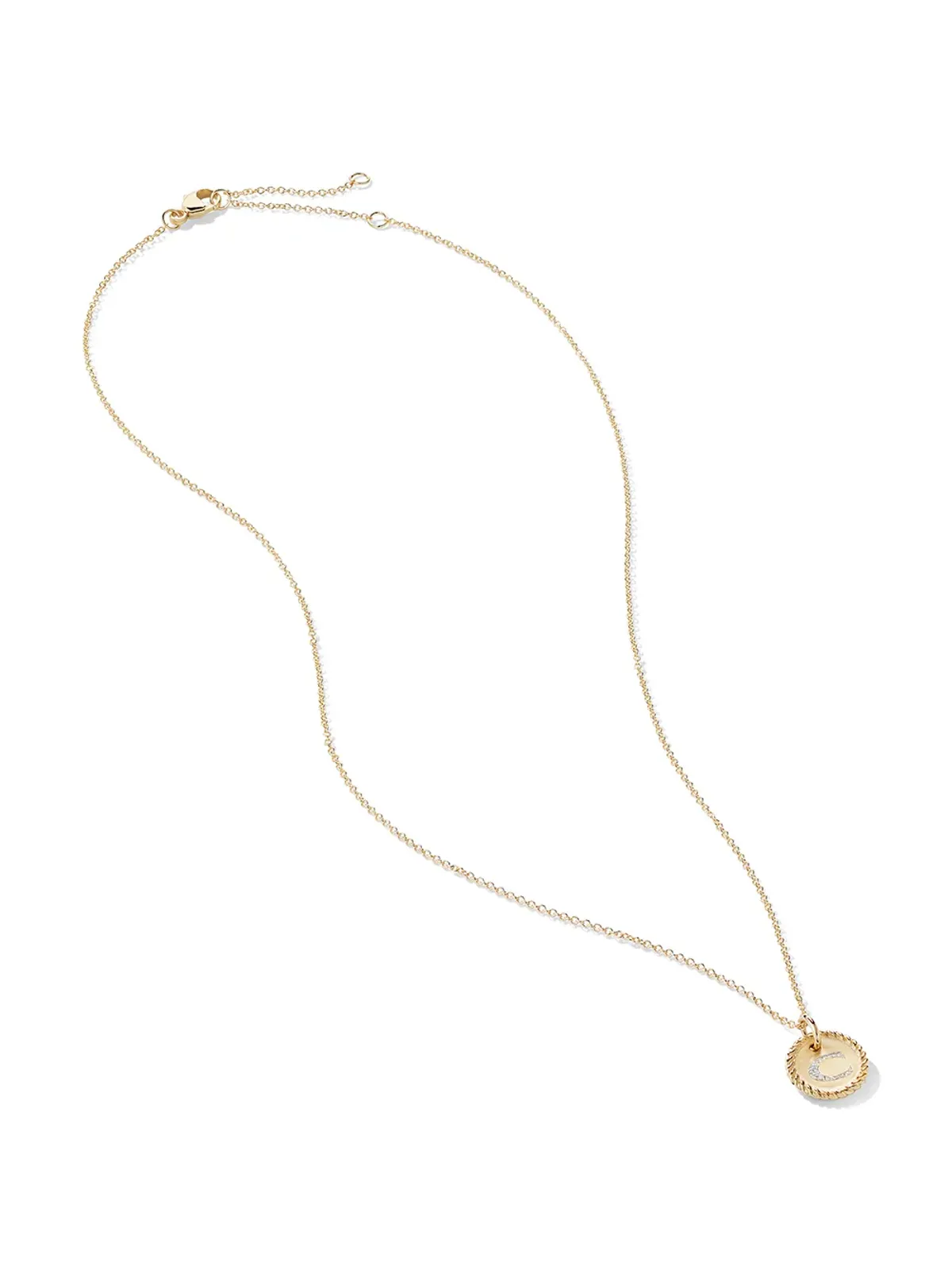 David Yurman Cイニシャルチャーム ダイヤモンド ネックレス - 画像3