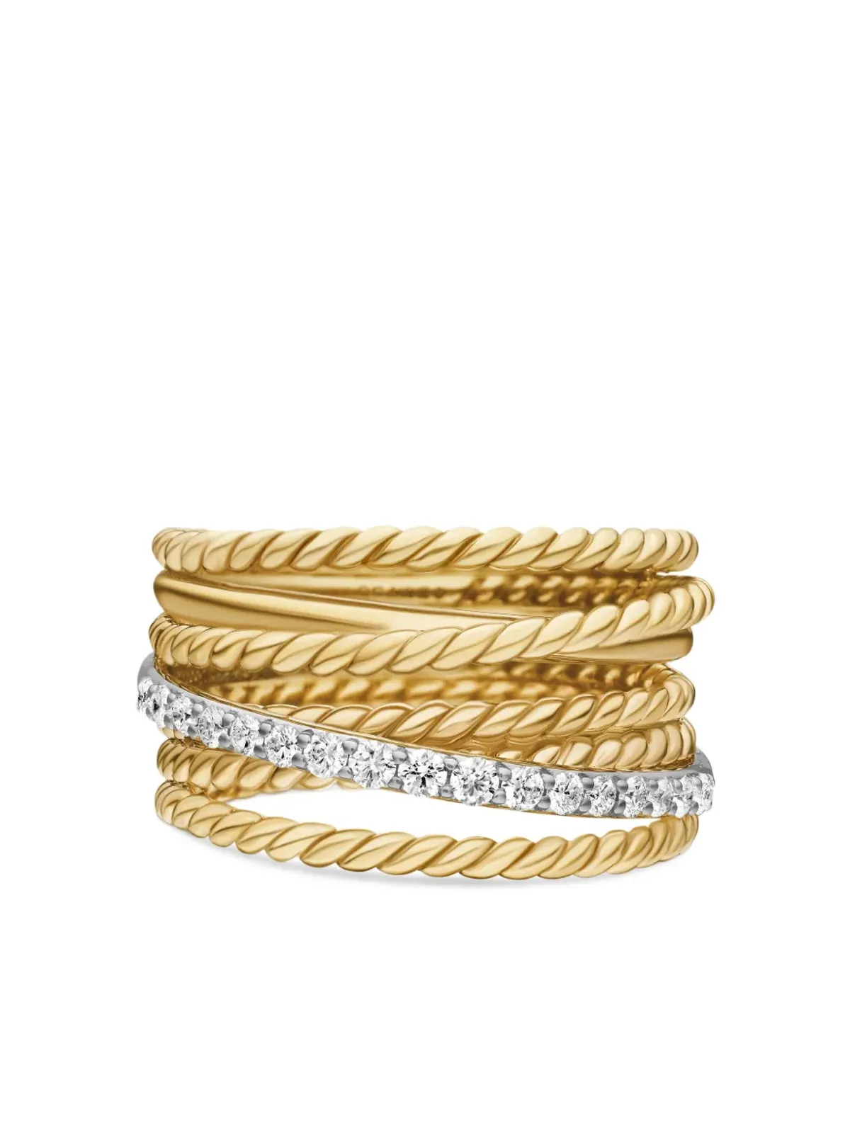 David Yurman 18kt イエローゴールド クロスオーバー ダイヤモンドリング - 画像5