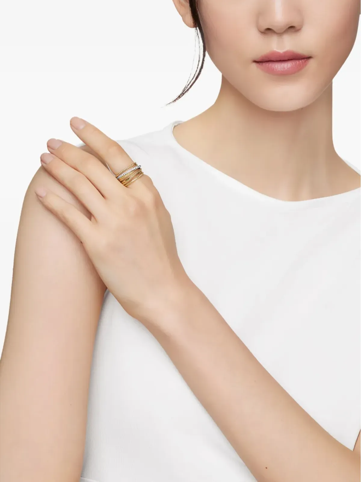 David Yurman 18kt イエローゴールド クロスオーバー ダイヤモンドリング - 画像2