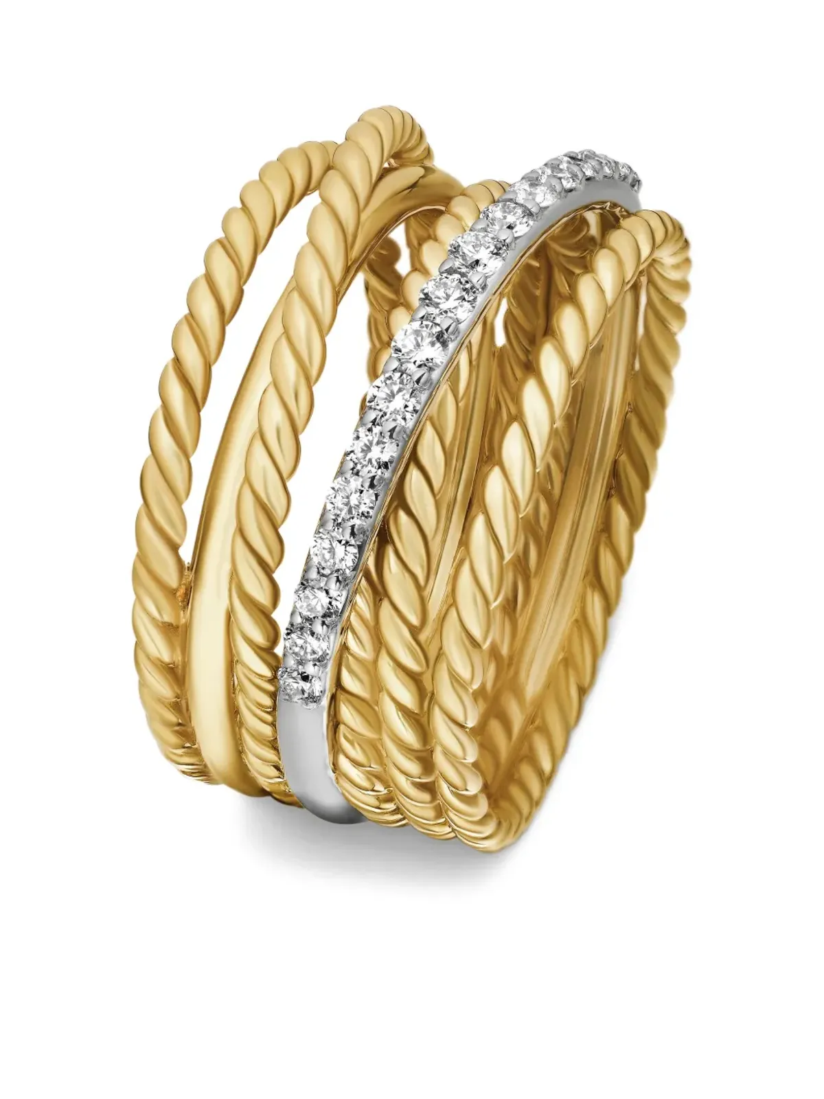 David Yurman 18kt イエローゴールド クロスオーバー ダイヤモンドリング - 画像4