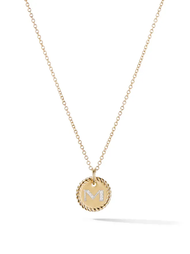 David Yurman David Yurman 18K イエローゴールド M イニシャル チャーム ダイヤモンド ネックレスの商品画像