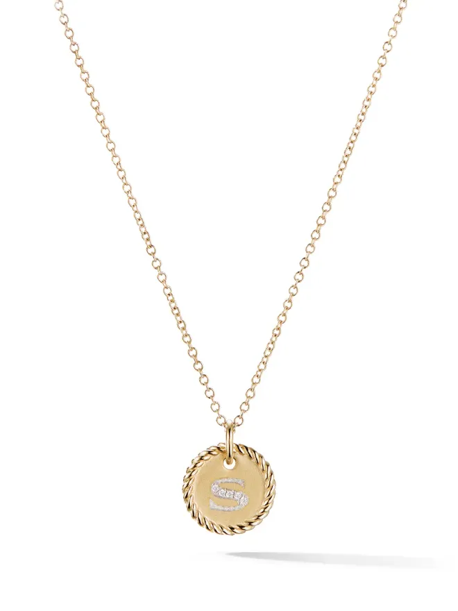 David Yurman David Yurman 18K イエローゴールド Sイニシャルチャーム ダイヤモンド ネックレスの商品画像