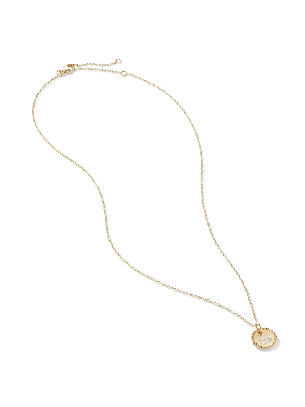 David Yurman 18K イエローゴールド Sイニシャルチャーム ダイヤモンド ネックレス - 画像3