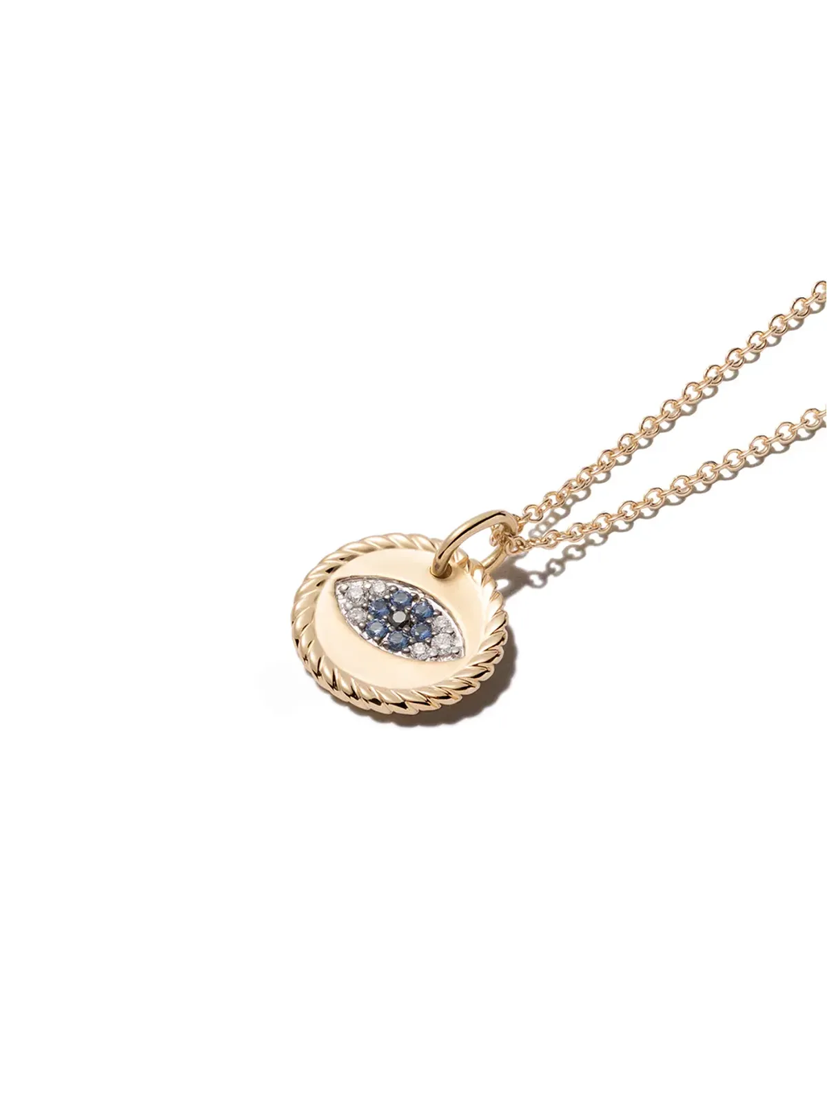 David Yurman 18Kイエローゴールド ケーブル コレクティブル エビルアイ サファイアとダイヤモンド ネックレス - 画像3
