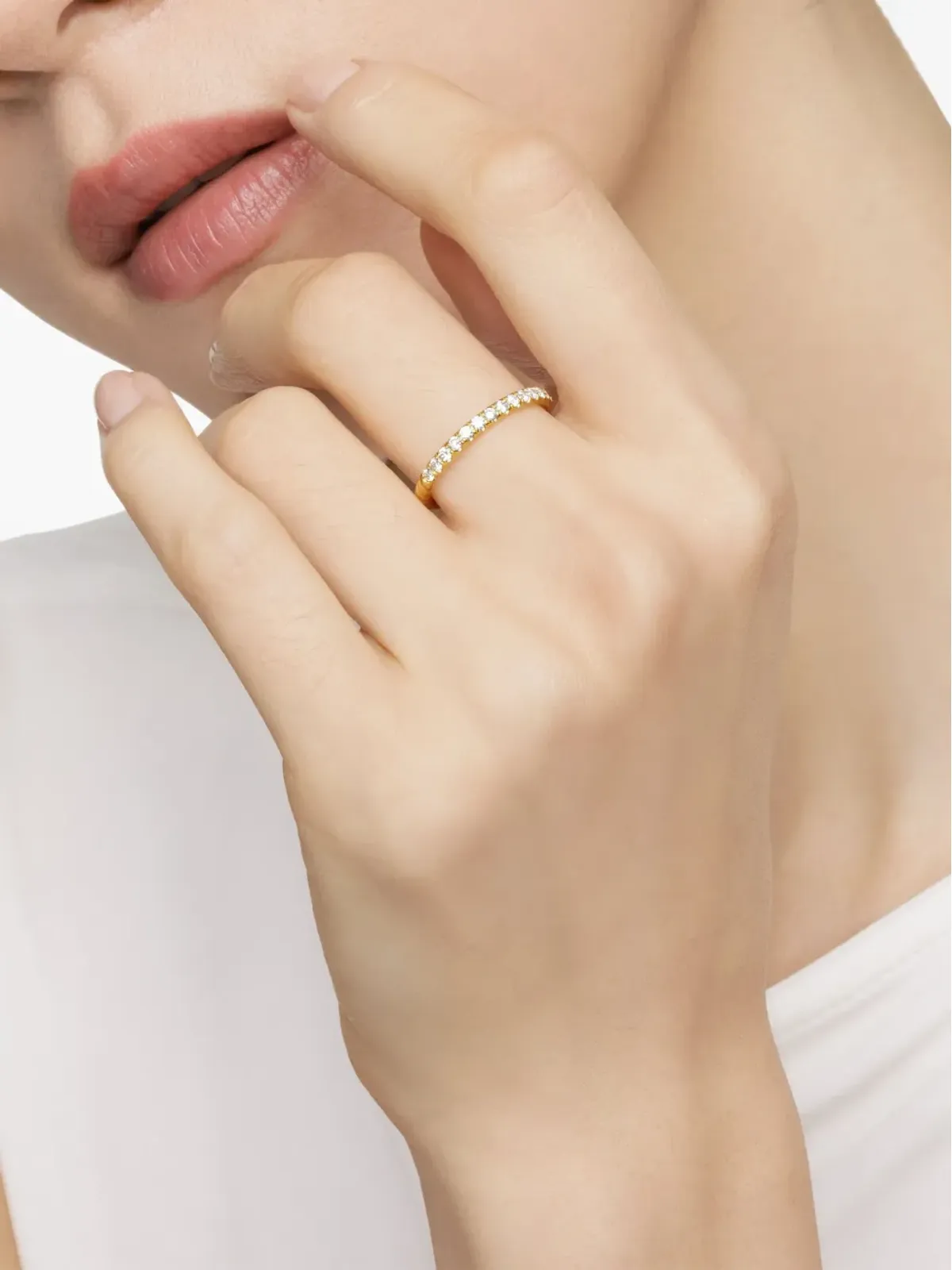 David Yurman 18kt Yellow Gold Cable Collectibles ダイヤモンド スタック リング - 画像2