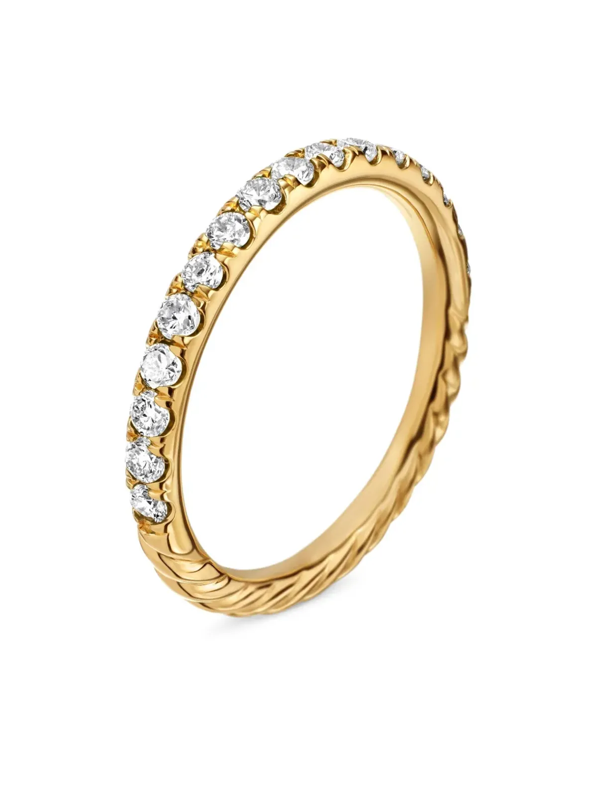 David Yurman 18kt Yellow Gold Cable Collectibles ダイヤモンド スタック リング - 画像4