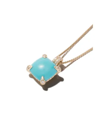 David Yurman 18Kイエローゴールド シャテレーヌ ターコイズとダイヤモンド ペンダント ネックレス - サムネイル3