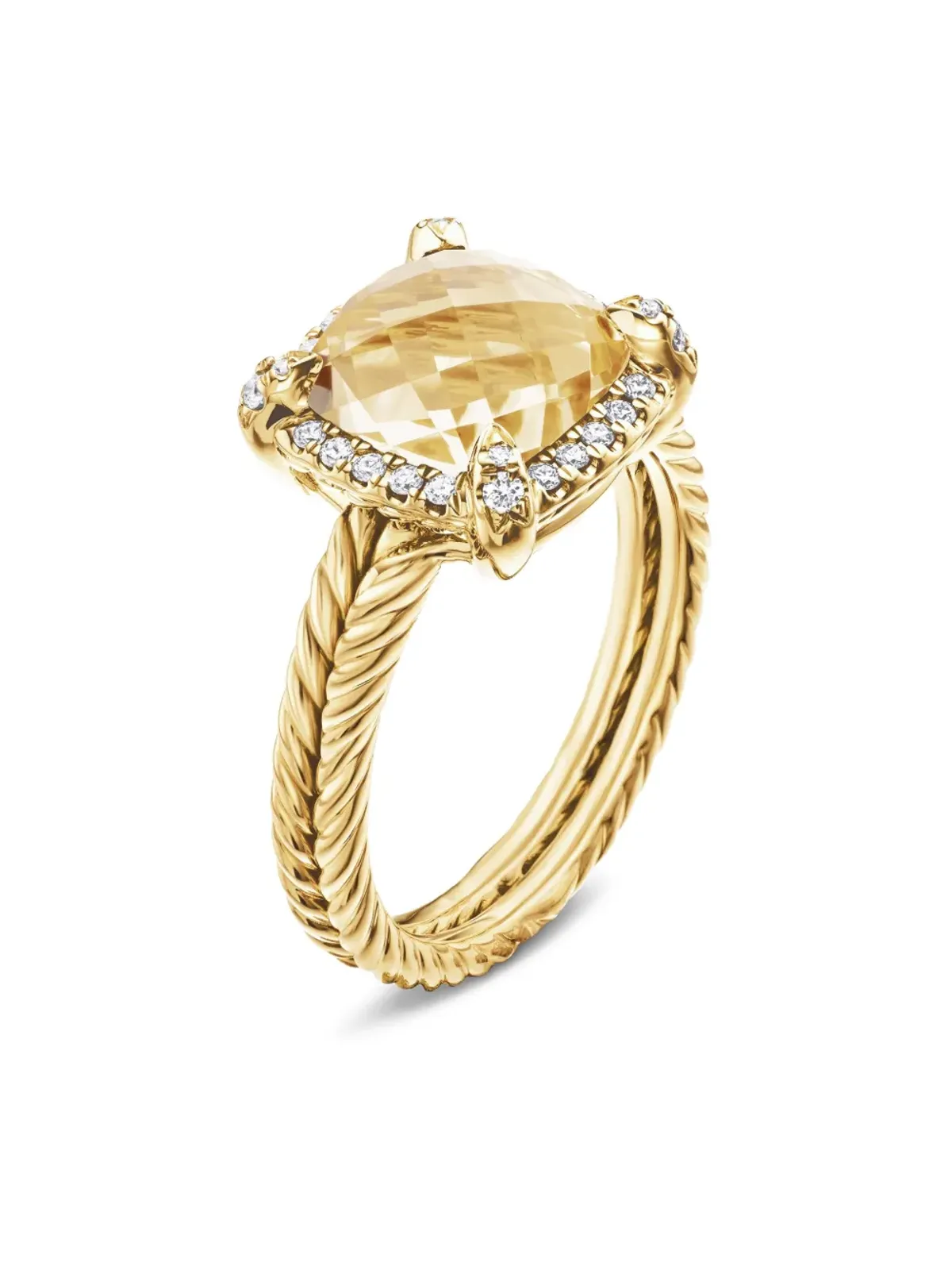 David Yurman 18K イエローゴールド シャテレーヌ シトリン＆ダイヤモンド リング - 画像4