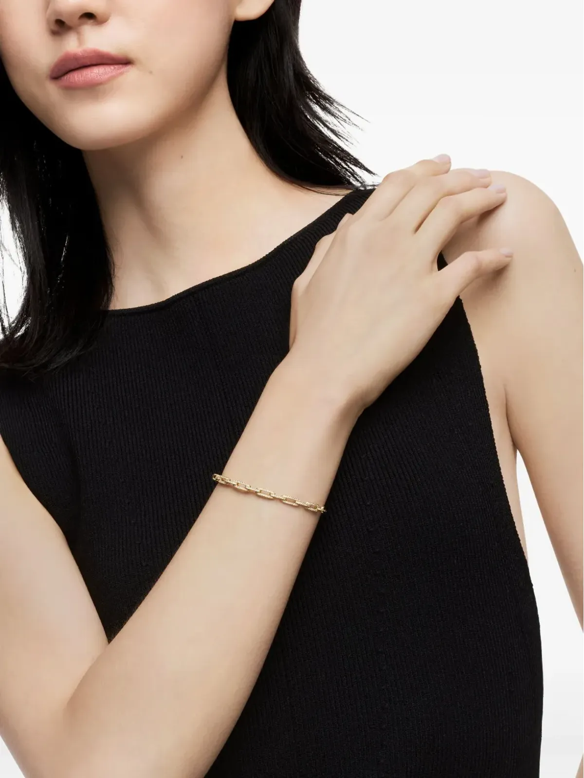 David Yurman 18kt イエローゴールド Stax チェーンリンク ダイヤモンド ブレスレット - 画像2