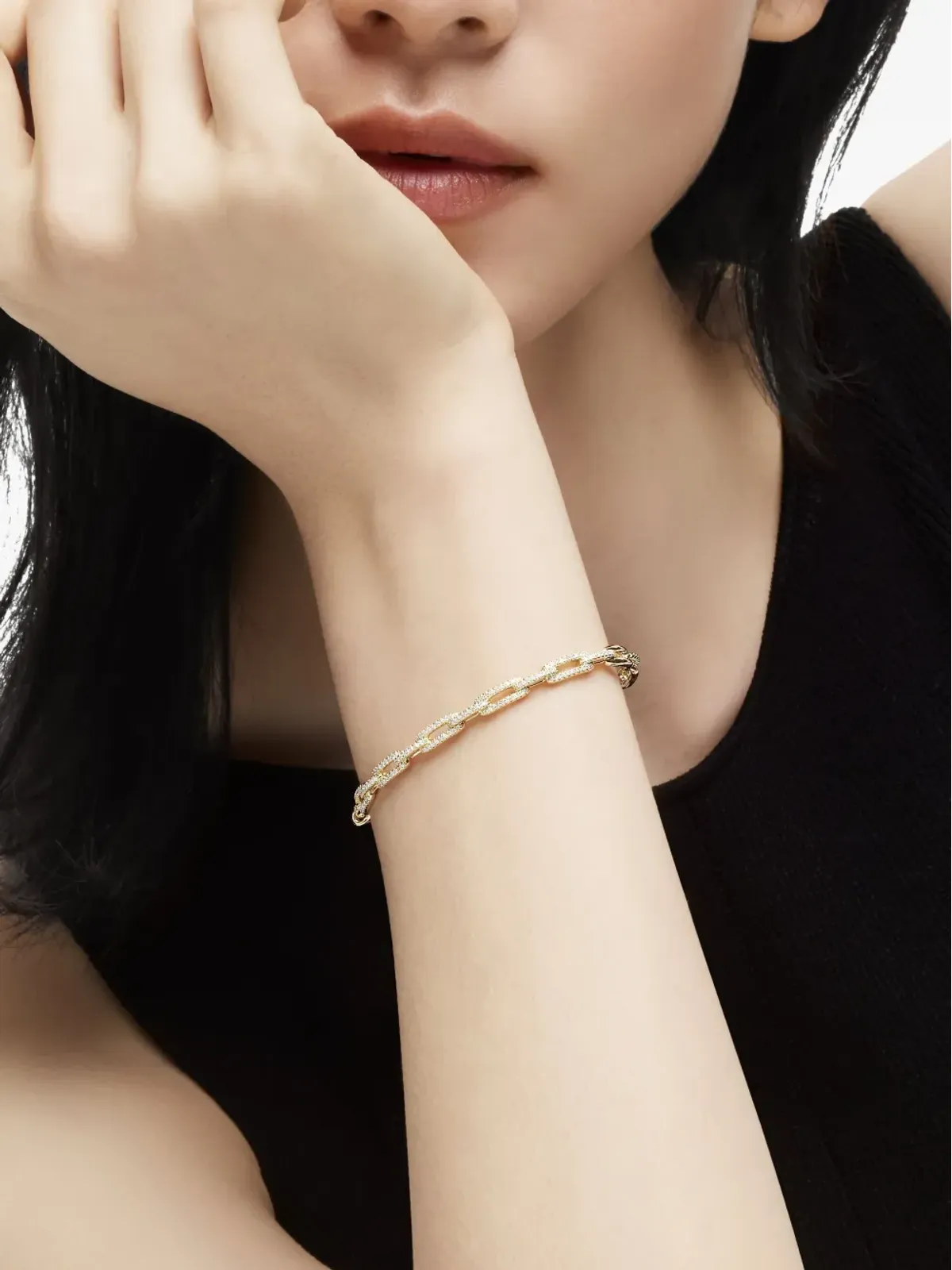 David Yurman 18kt イエローゴールド Stax チェーンリンク ダイヤモンド ブレスレット - 画像3