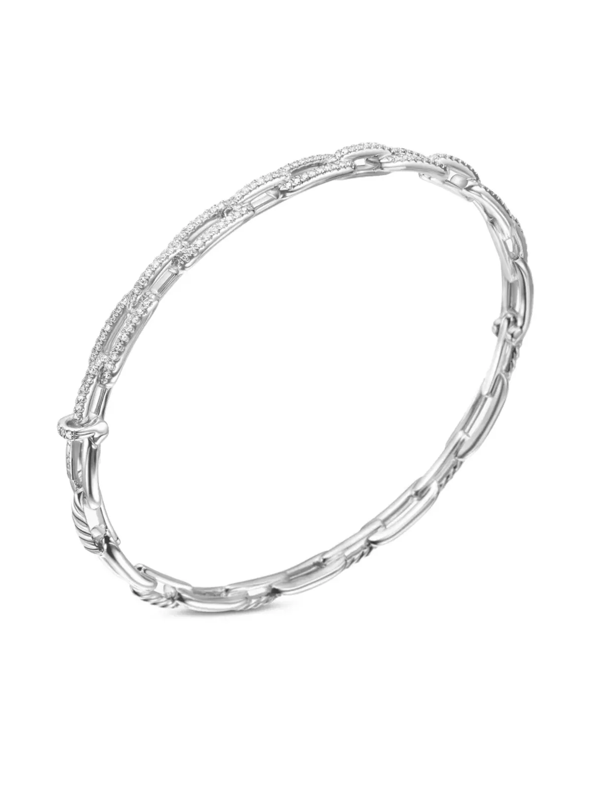 David Yurman Staxチェーンリンク ダイヤモンド ブレスレット 18ktホワイトゴールド - シルバー - 画像5